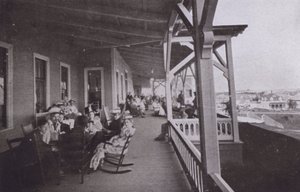 Old Orchard House, Maine: Piazza scène (zwart-wit foto)