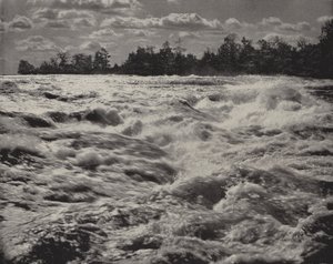 Stroomversnellingen van Niagara boven de watervallen (zwart-wit foto) door American Photographer (after)