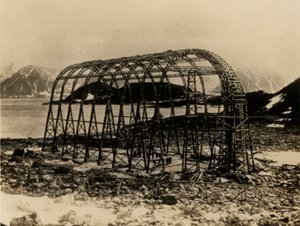 De America, een niet-rigide luchtschip gebouwd door Mutin Godard in Frankrijk voor Walter Wellman