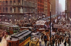 Een drukke dag in de straten Dearborn en Randolph (kleurenfoto) door American Photographer