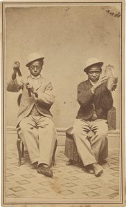 "Bell Boys bij het Barrett House, Burlington, Iowa", ca. 1863 (foto) door American Photographer