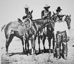 Zwarte cowboys in Bonham, Texas, ca. 1890