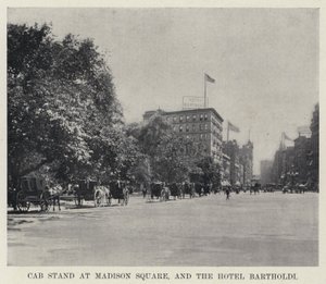 Taxi standplaats bij Madison Square, en het Hotel Bartholdi door American Photographer