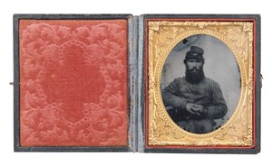 Ingelijst portret van soldaat Joseph Absalom Higginbotham, Co. I door American Photographer