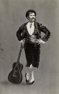 Guiseppe Campanari, als Figaro, in "De Barbier van Sevilla" (z/w foto) door American Photographer