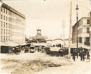 Market Street aan de Delaware River Front, ca. 1894 door American Photographer