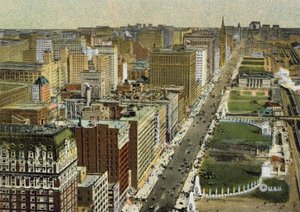 Michigan Boulevard, kijkend naar het Noorden, gezien vanuit Vliegtuig door American Photographer