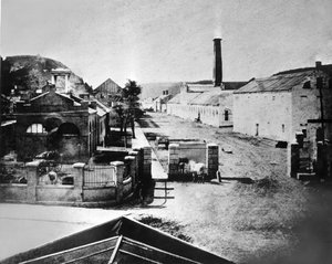 Musketfabriek van de Verenigde Staten Wapenarsenaal in Harpers Ferry, 1865