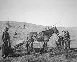 Inheemse Amerikaanse Cree mensen van West-Canada, ca. 1890 door American Photographer