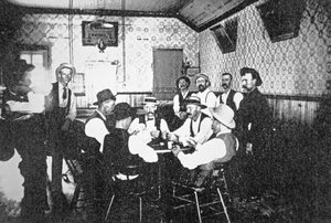 Kaarten spelen in een Western saloon, c.1900