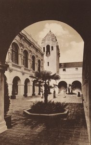 San Diego: Patio van graafschapsgebouw van Zuid-Californië, Panama-California Exposition (z/w foto) door American Photographer