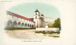 Santa Barbara Missie, Californië (ingekleurde foto) door American Photographer