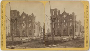 St. Michaels Church na de brand van Chicago in 1871 door American Photographer