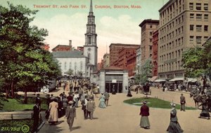 Tremont Street en Park Street Church, Boston, Massachusetts (kleurenfoto) door American Photographer