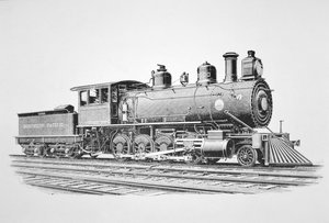 Een 2-8-0 Consolidation type locomotief gebouwd door Baldwin in juni 1889 voor de Northern Pacific Railway door American School