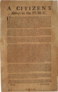 Een burgeradres aan het publiek over de steun aan koninklijke troepen, 18 december 1769 door American School