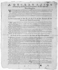 Een verklaring van rechten en plan van regering voor de staat New Hampshire, 1779 door American School