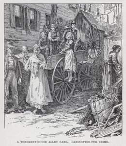 Een bende in een steeg van een huurhuis, kandidaten voor misdaad (litho) door American School