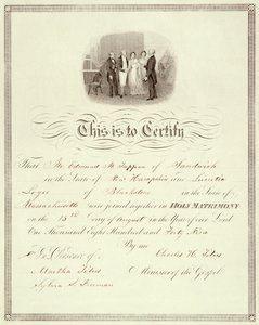 Een huwelijksakte van 1849