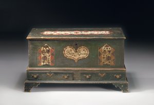 Beschilderde lift-top bruidskist, met inscriptie Susana Scheblern, waarschijnlijk Lancaster County, Pennsylvania, 1790 door American School