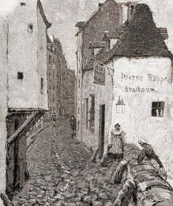 Een straat in oud Parijs in de 19e eeuw, uit 