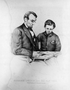 Abraham Lincoln (1809-65) en zijn zoon Thad (1853-71) door American School