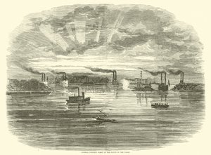 Admiraal Porters vloot bij de monding van de Yazoo, december 1862