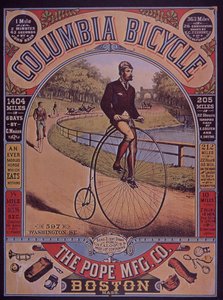 Advertentie voor Columbia Penny-Farthing fiets, Boston, VS door American School