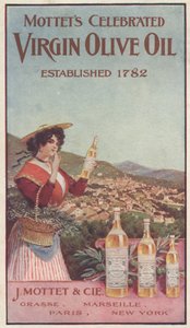 Advertentie voor Mottets Celebrated Virgin Olive Oil, c.1900 door American School