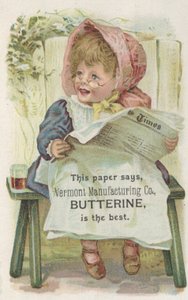 Advertentie voor Vermont Manufacturing Co. Butterine, c.1880 door American School