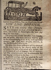 Advertentie voor de New Line Dispatch, uit The New York Journal & Patriotic Register, 6 april 1793 (prent) door American School