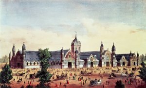 Agricultural Hall, Grand United States Centennial Exhibition, Fairmount Park, Philadelphia, uitgegeven door Currier en Ives, 1876