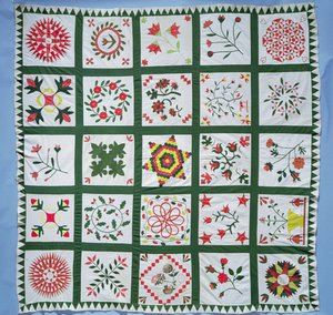 Album quilt met seizoensbloemen, 1844 door American School