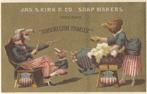 Amerikaans Gezin, advertentie voor James Kirk & Co. Soap Makers, c.1880 door American School
