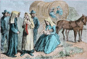 Amerikaanse wagenkaravaan pioniers, c.1860