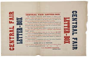 Aankondiging voor de Central Fair Letter Boxes, ca. 1864