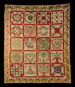 Applique Album Quilt, L & M, 1860