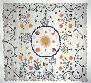 Applicatie quilt met Zon, Maan, Sterren en de Hof van Eden, uit Arkansas