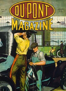 Autoreparatie, vooromslag van het DuPont Magazine, januari 1919