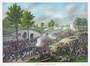 Slag bij Antietam, uitgegeven door Kurz & Allison door American School