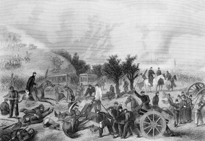 Slag bij Gettysburg, Pennsylvania 1863, gedrukt in The History of the United States, 1866