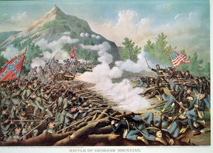 Slag bij Kenesaw Mountain, Georgia, 27 juni 1864, gegraveerd door Kurz & Allison