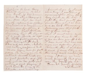 Brief met gevechtsverslag door G. L. Brehct (pen en inkt op papier) door American School