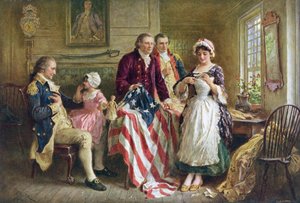 Betsy Ross die de Amerikaanse Vlag Naait door American School