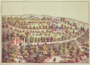 Vogelvlucht van Mount Vernon, 1859 door American School