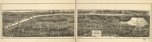 Vogelvlucht van dat deel van de 23e en 24e wijken van de stad New York, ten westen van de New York en Harlem Railroad, en van de Grand Boulevard en Concourse die Manhattan Island verbindt met het parksysteem ten noorden van de Harlem River
