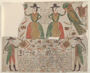 Geboorte- en doopcertificaat voor Anna Margräta Willeman, Fraktur schilderij, c.1810