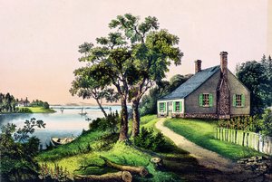 Geboorteplaats van George Washington in Bridges Creek, Westmoreland County, Virginia, 22 februari 1732, uitgegeven door Currier en Ives
