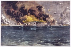 Bombardement van Fort Sumter, Charleston Harbor, 12 en 13 april 1861, uitgegeven 1861