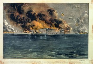 Bombardement van Fort Sumter, Charleston Harbour, 12 en 13 april 1861, uitgegeven door Currier en Ives
